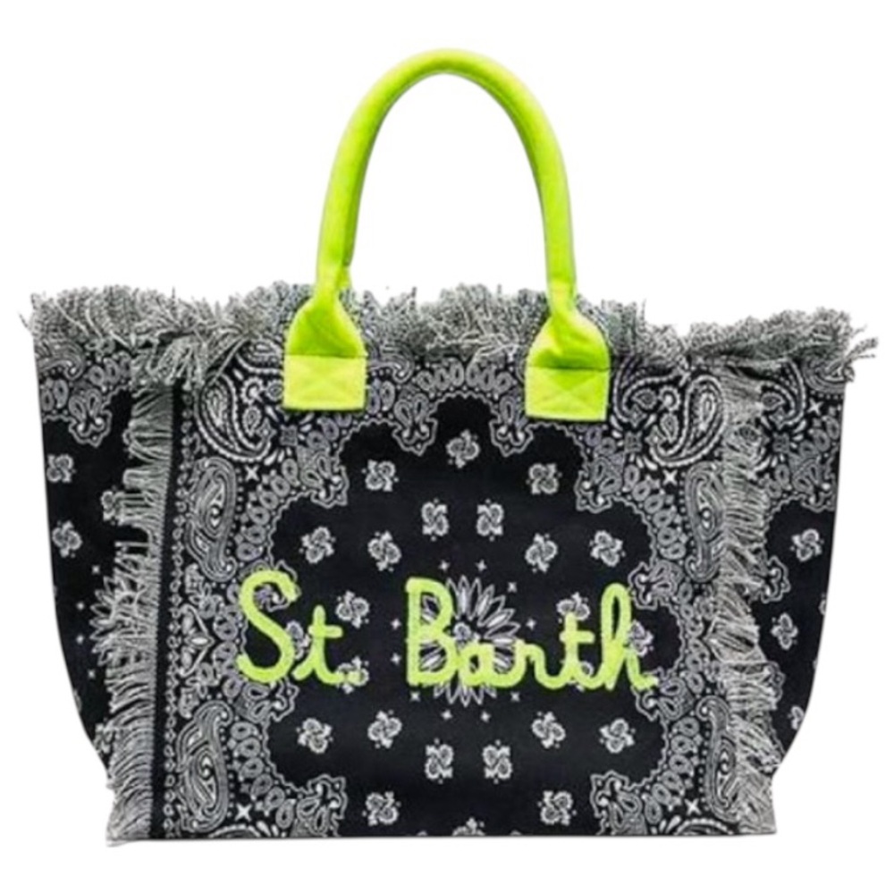 MC2 SAINT BARTH COLETTE BAG - BLACK AND NEON YELLOW BANDANA
11.5x8.5”